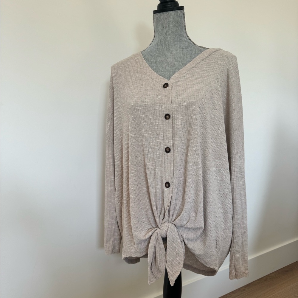 BNWT She + Sky Light Beige Button-Down Shirt